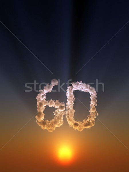 Zestig wolken vorm aantal 3d illustration zon Stockfoto © drizzd