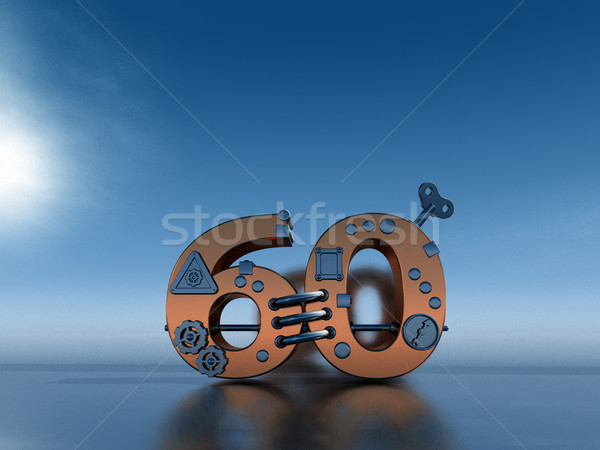 Aantal zestig steampunk 3d illustration financieren versnelling Stockfoto © drizzd
