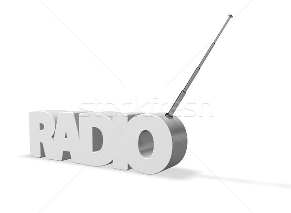 Radio słowo anteny 3d ilustracji technologii wiadomości Zdjęcia stock © drizzd