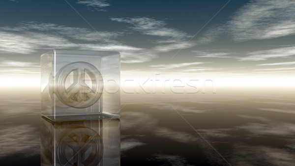 pacific symbol in glass cube under cloudy sky - 3d rendering Stock photo © drizzd