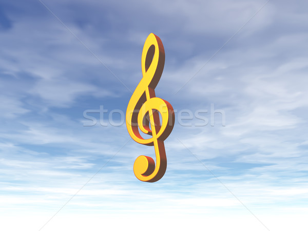 Celestial sonido dorado nota clave nublado Foto stock © drizzd