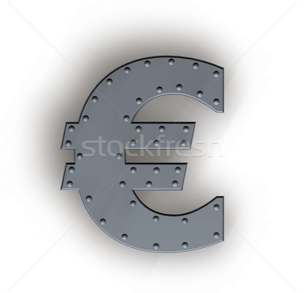 Euro metal symbol biały 3d ilustracji podpisania Zdjęcia stock © drizzd