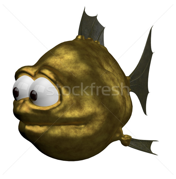 Seltsame Goldfisch 3D-Darstellung Fisch Gold Unterwasser Stock foto © drizzd