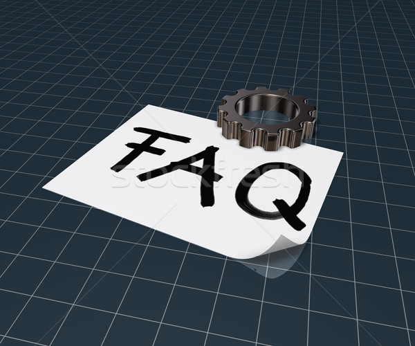 the word faq on paper sheet and gear wheel - 3d rendering Stock photo © drizzd