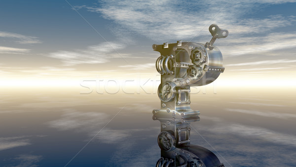 machine letter p under cloudy sky - 3d illustration Stock photo © drizzd