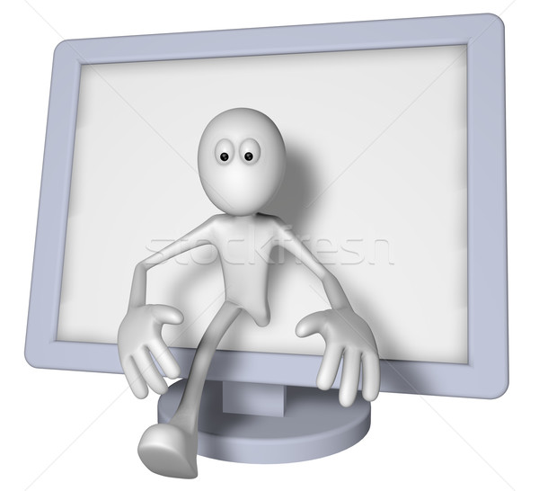 Ki fehér fickó lapos kijelző monitor 3d illusztráció Stock fotó © drizzd