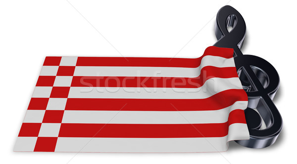 clef symbol and flag of bremen - 3d rendering Stock photo © drizzd