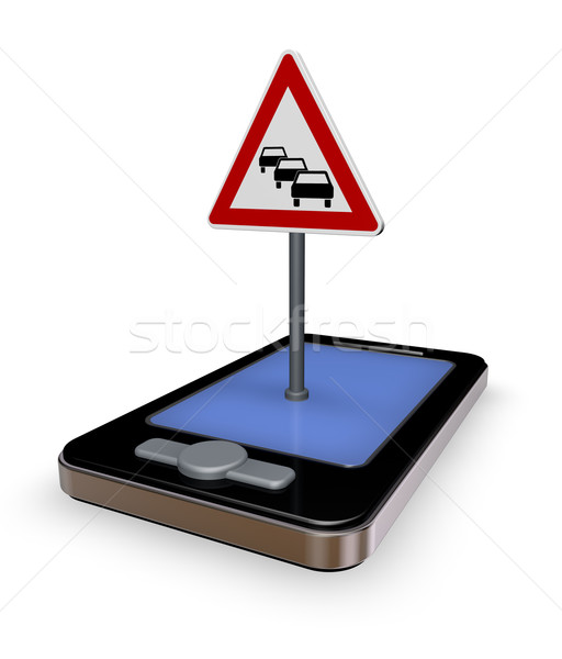 Ruchu app smartphone znak drogowy korku biały Zdjęcia stock © drizzd