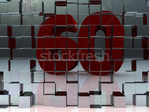 Aantal zestig muur metaal 3d illustration Stockfoto © drizzd