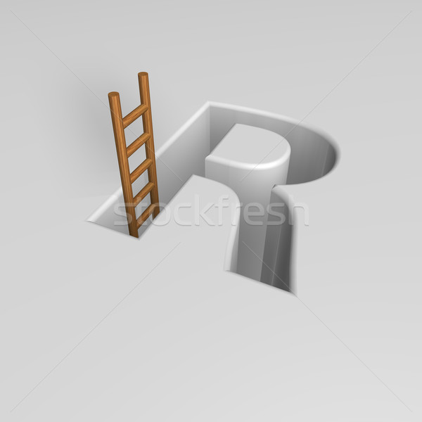 буква r лестнице форма дыра 3d иллюстрации письме Сток-фото © drizzd