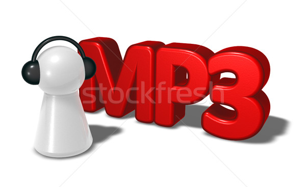 Stockfoto: Mp3 · tag · pion · hoofdtelefoon · 3D