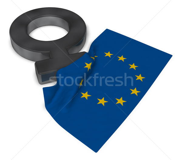 Foto stock: Feminino · símbolo · bandeira · europeu · união · 3D