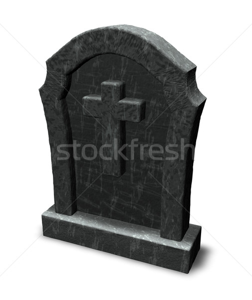 Lápida sepulcral cruz símbolo 3d piedra muertos Foto stock © drizzd