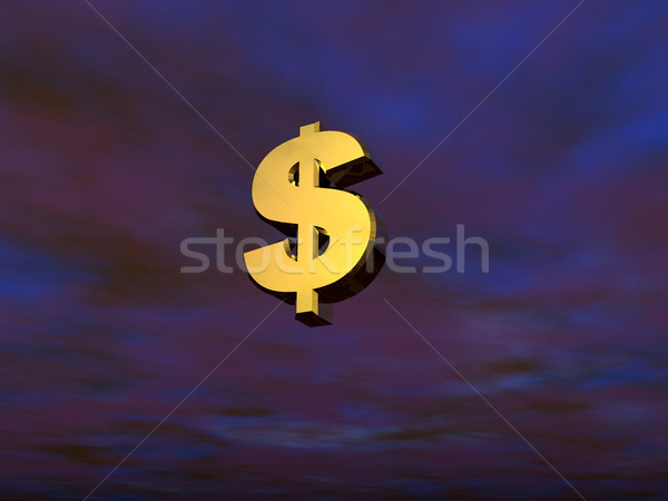 Dólar 3D signo de dólar oscuro cielo fondo Foto stock © drizzd
