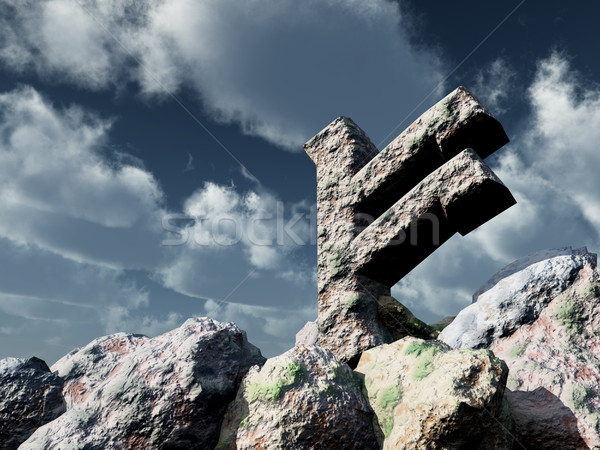 rune rock under cloudy blue sky - 3d illustration Stock photo © drizzd