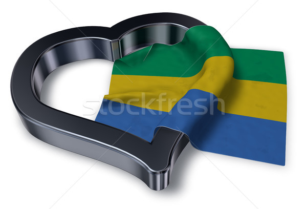 Bandeira Gabão coração símbolo 3D Foto stock © drizzd