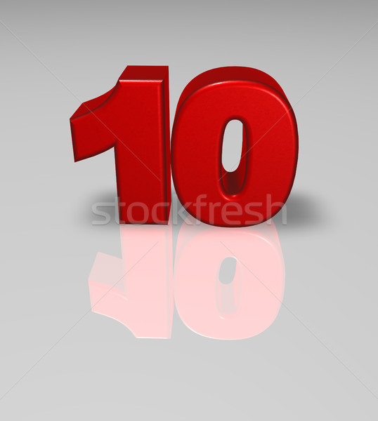 Nombre dix rouge brillant 3d illustration anniversaire [[stock_photo]] © drizzd