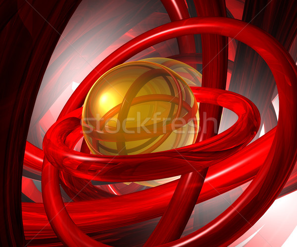 Sferă abstract futuristic roşu inele Imagine de stoc © drizzd