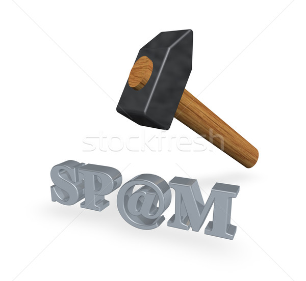 Stock foto: Spam · Hammer · Wort · E-Mail · 3D-Darstellung · Internet