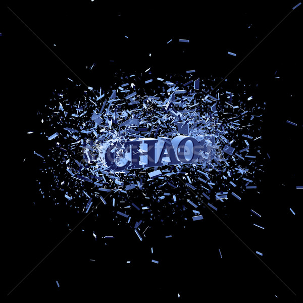 Káosz szó robbanás 3d illusztráció kék veszély Stock fotó © drizzd