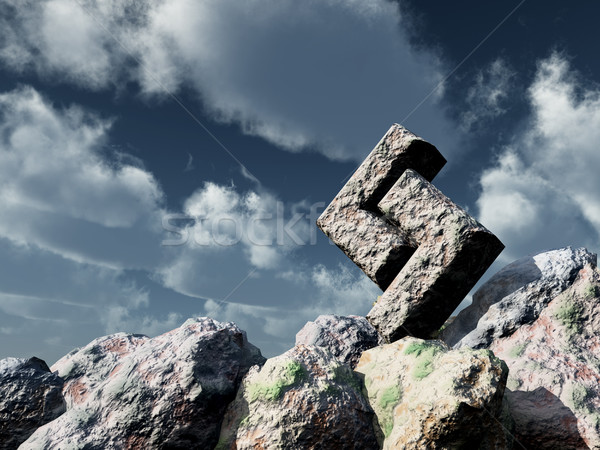 Rock bewölkt blauer Himmel 3D-Darstellung Himmel Wolken Stock foto © drizzd
