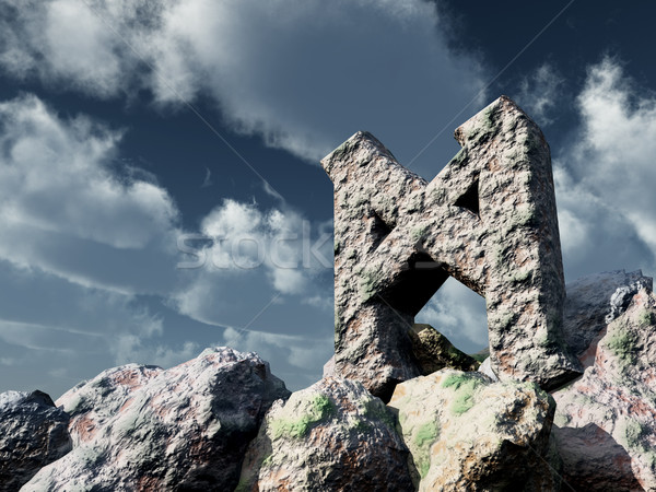 rune rock under cloudy blue sky - 3d illustration Stock photo © drizzd