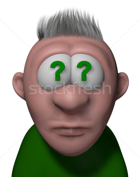 Confusion cartoon homme interrogation yeux 3d illustration [[stock_photo]] © drizzd