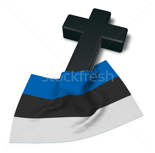 christian cross and flag of estonia - 3d rendering Stock photo © drizzd