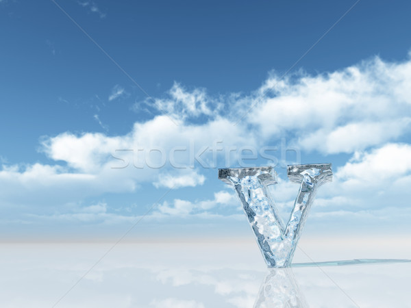 Fagyos fagyott levél felhős kék ég 3d illusztráció Stock fotó © drizzd