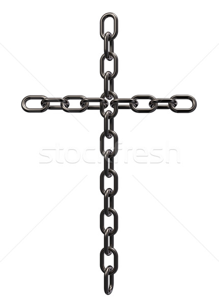 Christian krzyż łańcuchy biały 3d ilustracji Jezusa Zdjęcia stock © drizzd