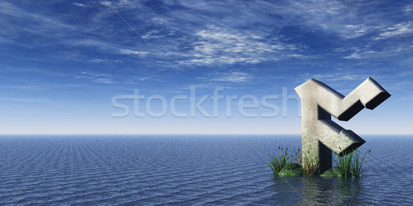 Wiking rock ocean 3d ilustracji chmury podpisania Zdjęcia stock © drizzd