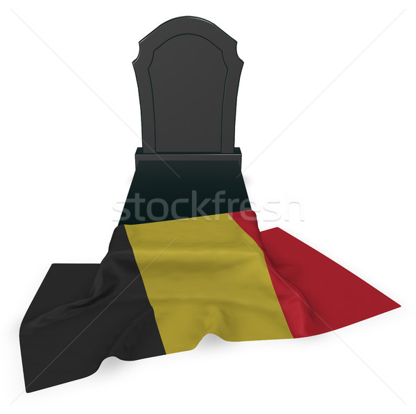Stock photo: gravestone and flag of belgium - 3d rendering