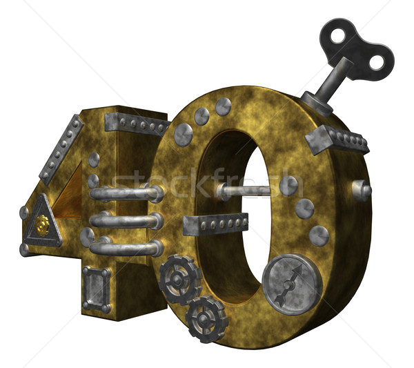 Foto stock: Número · quarenta · steampunk · branco · ilustração · 3d · financiar