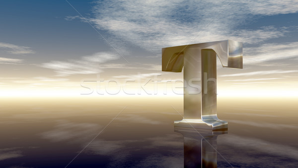Fém t betű felhős égbolt 3D renderelt kép Stock fotó © drizzd