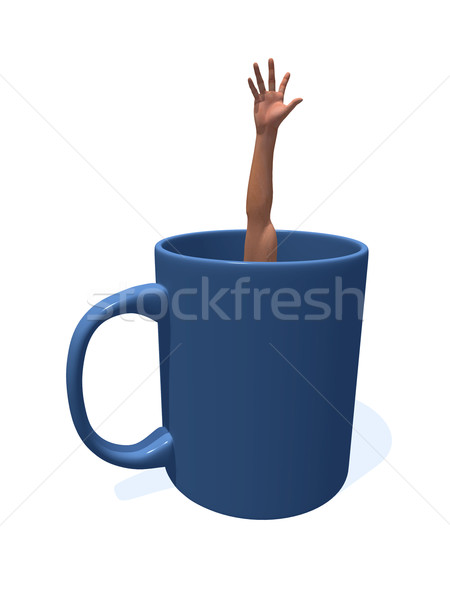 Caneca braço humano xícara de café ilustração 3d mão homem Foto stock © drizzd