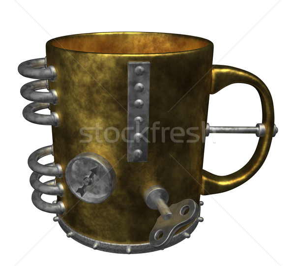 Mok steampunk witte 3d illustration koffie drinken Stockfoto © drizzd