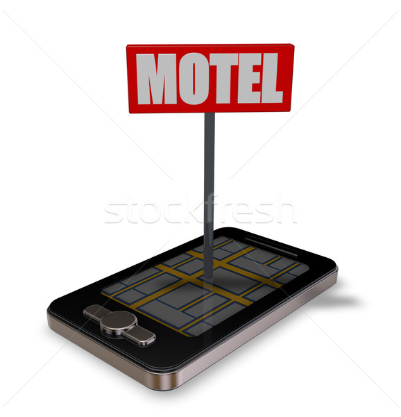 Motel smartphone signe 3d illustration route carte [[stock_photo]] © drizzd