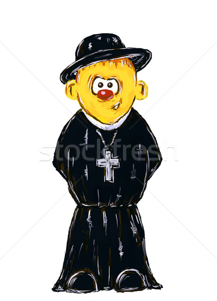 Priester funny Hand gemalt weiß Lächeln Stock foto © drizzd