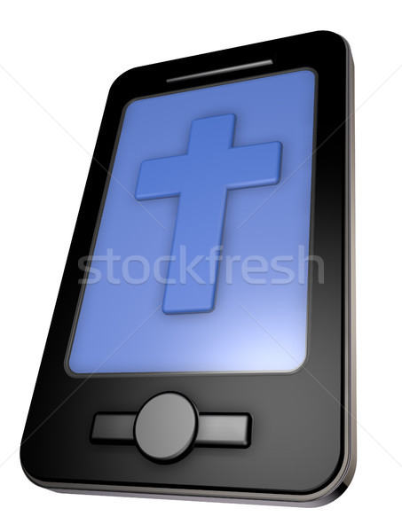 [[stock_photo]]: Religion · app · smartphone · christian · croix · bureau