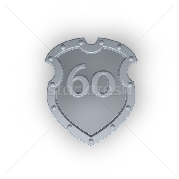 Aantal zestig metaal schild witte 3d illustration Stockfoto © drizzd