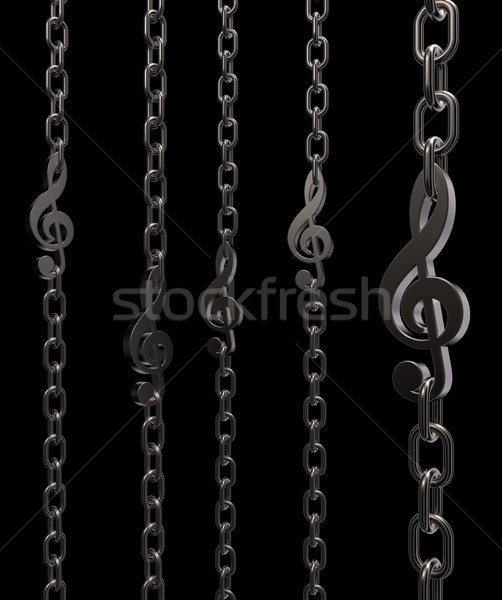 Heavy metal muziek metaal ketens zwarte 3d illustration Stockfoto © drizzd