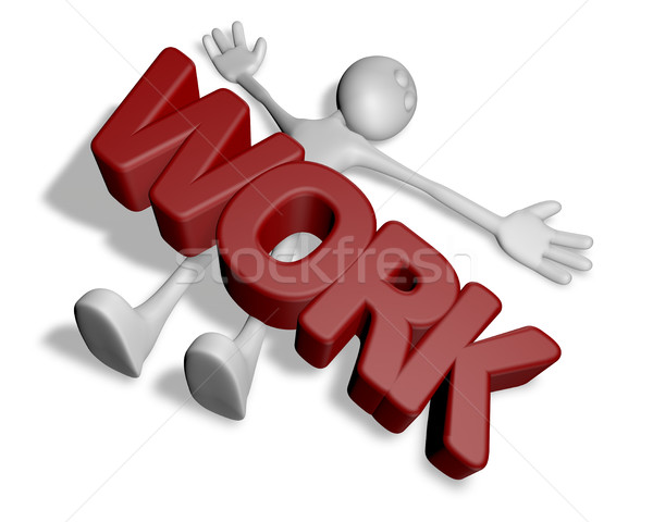 cartoon guy under the word work - 3d rendering Stock photo © drizzd