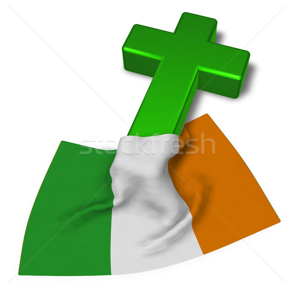 Christian krzyż banderą 3D kościoła Zdjęcia stock © drizzd