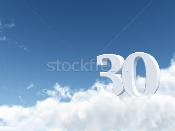 Trente nombre 30 nuages 3d illustration bleu [[stock_photo]] © drizzd