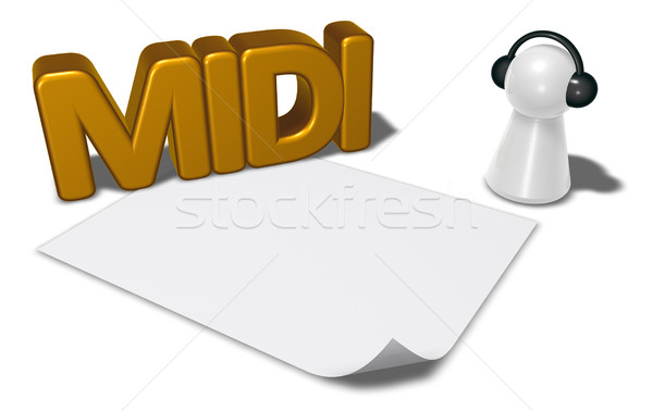 Foto stock: Membro · branco · papel · folha · fones · de · ouvido