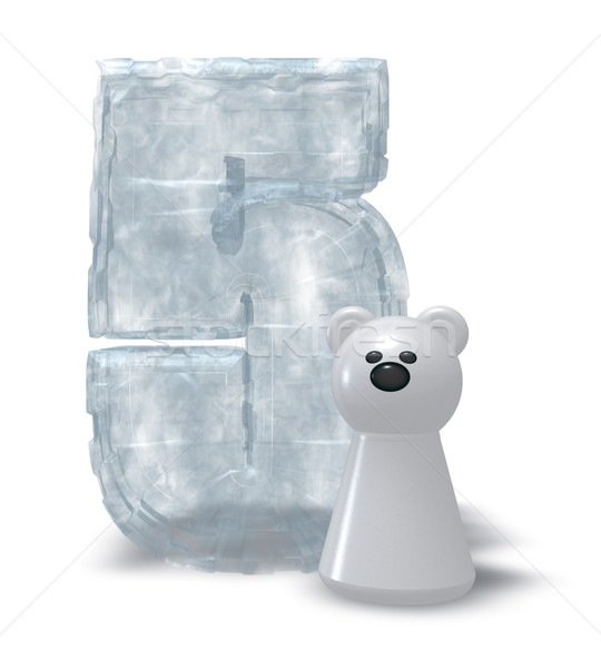 Ghiaccio numero orso polare congelato cinque illustrazione 3d Foto d'archivio © drizzd