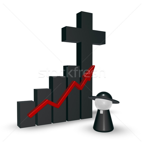 üzleti grafikon keresztény kereszt 3D renderelt kép szimbólum Stock fotó © drizzd