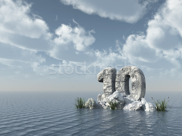 Szám tíz kő 3D renderelt kép víz Stock fotó © drizzd