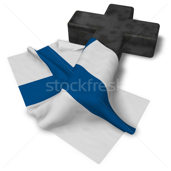 Keresztény kereszt zászló 3D renderelt kép Jézus Stock fotó © drizzd