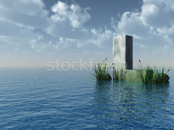 Litera l rock wody krajobraz 3d ilustracji chmury Zdjęcia stock © drizzd
